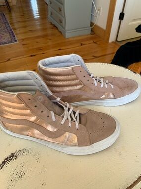 Vans Women’s High-Top Sneakers in Metallic and Suede Rose Gold